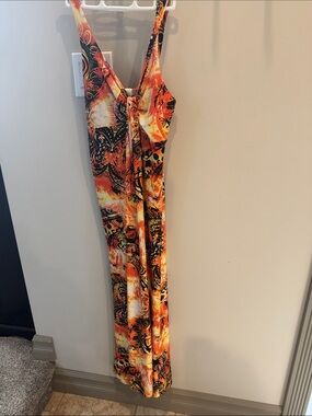 Women’s Orange & Black Patterned Dress